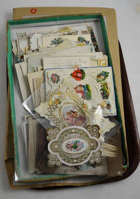 Lot 442 - Collection of greetings, Christmas and other cards, circa 1900 with assorted photographs and...