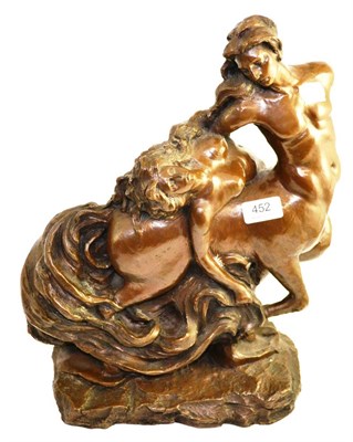 Lot 452 - A bronzed figural group of a centaur and maiden