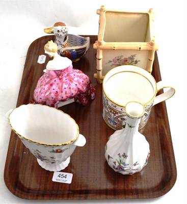 Lot 454 - Tray including Spode ceramics and a Doulton vase