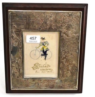 Lot 457 - A decorative photograph frame with stylised flowers and classical figures amongst a landscape