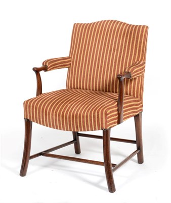 Lot 981 - A George III Mahogany Library Armchair, early 19th century, recovered in close-nailed...