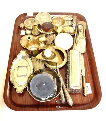 Lot 484 - A tray of assorted silver including assorted jars, dishes, etc