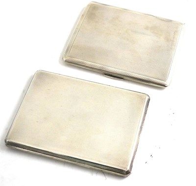 Lot 499 - An Art Deco silver cigarette case with engine turned decoration, W H Tandy & Sons, Chester...