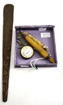 Lot 517 - Georgian hoof pick, perfume phial, watch and paper knife