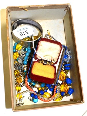 Lot 519 - Lady's 9ct gold watch, silver bangle and jewellery