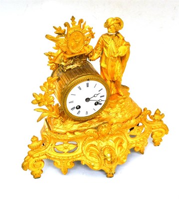 Lot 522 - Gilt metal figural striking mantel clock