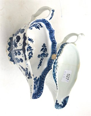 Lot 527 - Two Bow blue and white sauce boats