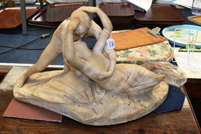 Lot 546 - Alabaster figural group of Cupid and Psyche (a.f.)