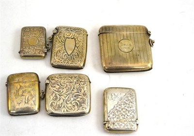 Lot 557 - Six silver vesta cases