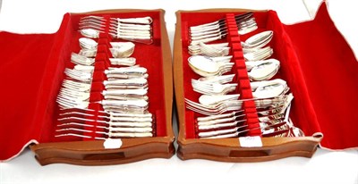 Lot 560 - A Danish silver canteen of cutlery