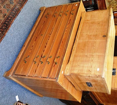 Lot 1012 - A 19th century pitch pine plan chest of five graduated drawers and pine blanket chest