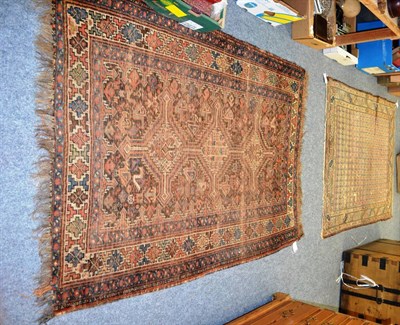 Lot 1022 - Khamseh rug, South West Persia, the field with three stepped medallions surrounded by tribal motifs