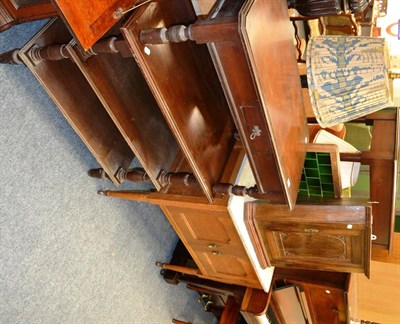 Lot 1038 - A mahogany buffet, a small mahogany hanging corner cupboard and a mahogany coffee table (3)