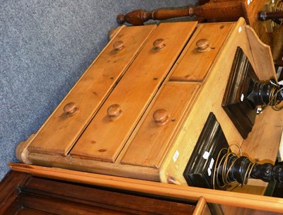 Lot 1042 - A Victorian pine four drawer straight front chest of drawers, with gallery back