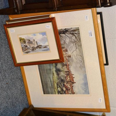 Lot 1054 - British School (19th/20th century), A view of the east coast, oil on board together with a print by