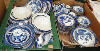 Lot 1096 - Booths Old Willow blue and white dinner, breakfast and tea service (in two boxes)