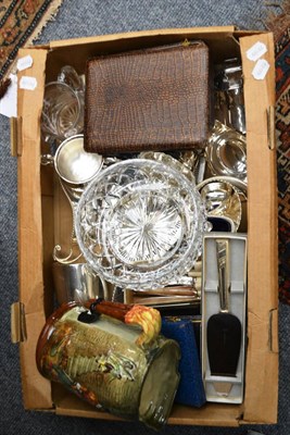 Lot 1114 - A collection of silver and silver plate including silver flatware, candlesticks, butter shell,...