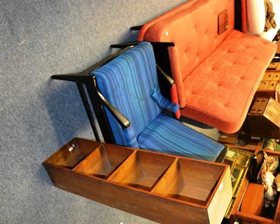 Lot 1126 - Vintage Cintique E15 easy chair, 1950s sofa bed with coral squabs and five cushions and Unix...