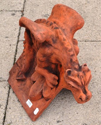 Lot 1151 - Dragon roof ridge tile, 45cm high by 53cm long