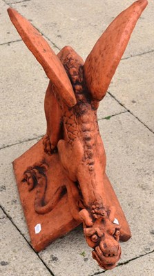 Lot 1153 - Large winged dragon roof ridge tile, 84cm high by 103cm long