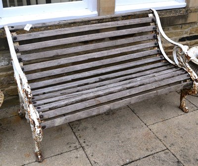 Lot 1166 - Victorian cast iron garden bench with slatted seat