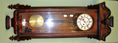 Lot 1185 - A Vienna-type regulator with an American oak mantel clock