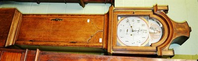 Lot 1187 - An oak eight-day longcase clock with painted arch dial, bearing inscription Wreghit, later case