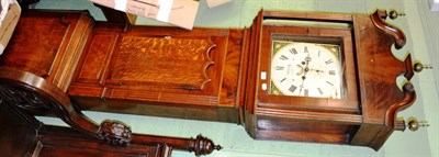 Lot 1196 - Late 19th century oak mahogany cross banded eight-day longcase clock, painted dial signed Griffiths