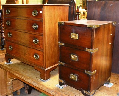 Lot 1213 - Small mahogany four height chest of drawers and campaign style three height chest (2)