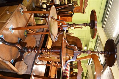 Lot 1215 - An oak cricket table, a mahogany occasional table and two mahogany wine tables