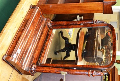 Lot 1226 - A 19th century flame mahogany dressing table mirror with piano top drawer and candle sconces