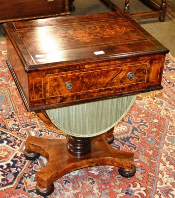 Lot 1251 - A 19th century inlaid rosewood sewing table