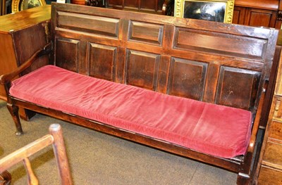 Lot 1268 - 18th century oak panel back settle