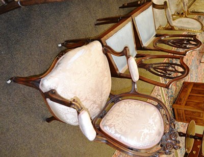 Lot 1269 - French style open armchair and two mahogany shield back chairs