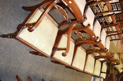 Lot 1291 - A set of six 19th century mahogany dining chairs with carved rail back, including two carvers