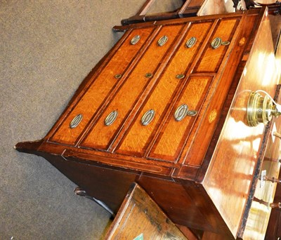 Lot 1305 - A 19th century oak mahogany cross banded four height chest of drawers