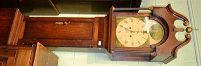 Lot 1364 - A 19th century longcase clock with painted dial and double swan neck pediment of eight day...