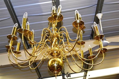 Lot 1375 - Brass Flemish style chandelier