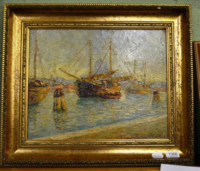 Lot 1388 - Vincenzo Fioravanti (Italian, 20th century) ";Venezia"; signed and inscribed, oil on board