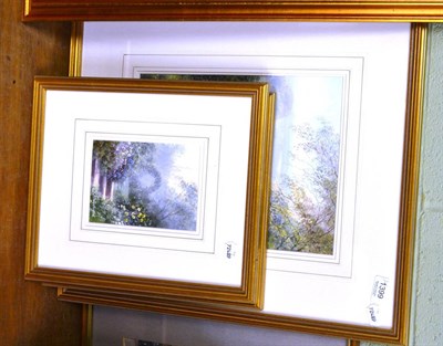 Lot 1399 - View of a country path in Summertime, watercolour, by Hilary Schofield; and two smaller examples of