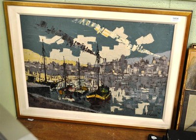 Lot 1404 - Gogh (20th century) Harbour scene, signed and dated (19)62, oil on board