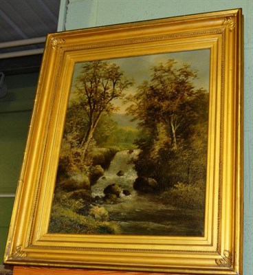 Lot 1409 - R. Marshall (19th century) landscape with a waterfall, signed oil on canvas