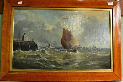 Lot 1421 - English School (19th century), coastal scene, oil on canvas