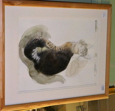 Lot 1428 - Shirley Fraser, ";Cat Drawing II";, signed, inscribed, watercolour and wash