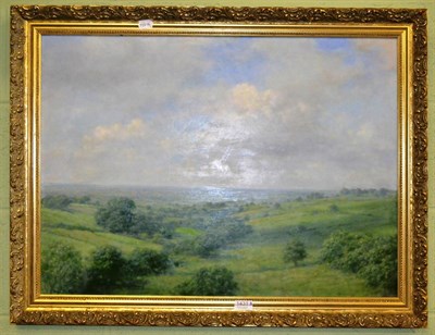 Lot 1431 - Walter Goodin (1907-1992), ";View of the ";Wolds";, signed and indistinctly dated, oil on board