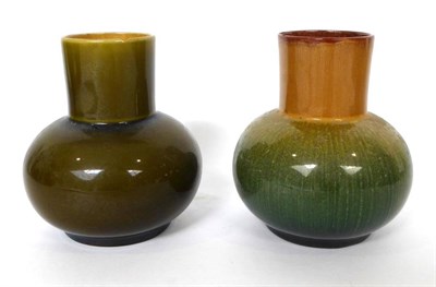 Lot 2 - 2 Two Linthorpe Pottery Vases, covered in green and mustard glazes, impressed Linthorpe 2 HT,...