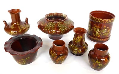 Lot 4 - 46 812 1318 2162 2165 2206 A Group of Seven Pieces of Linthorpe Pottery, all decorated with...