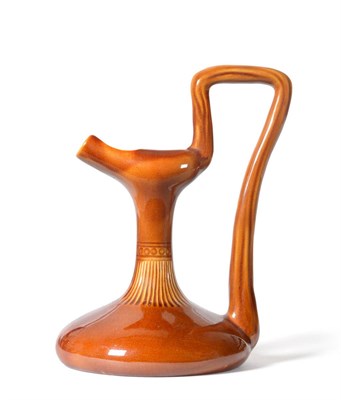 Lot 17 - 311 Christopher Dresser for Linthorpe Pottery: A Ewer, shape No.311, the squat body with high...