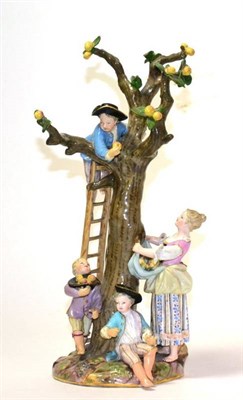 Lot 50 - A Meissen Porcelain Figure Group of The Apple Pickers, late 19th century, modelled as a boy...