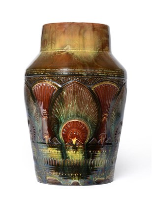 Lot 27 - 691 Christopher Dresser for Linthorpe Pottery: A Vase, shape No.691, decorated with a repeating...